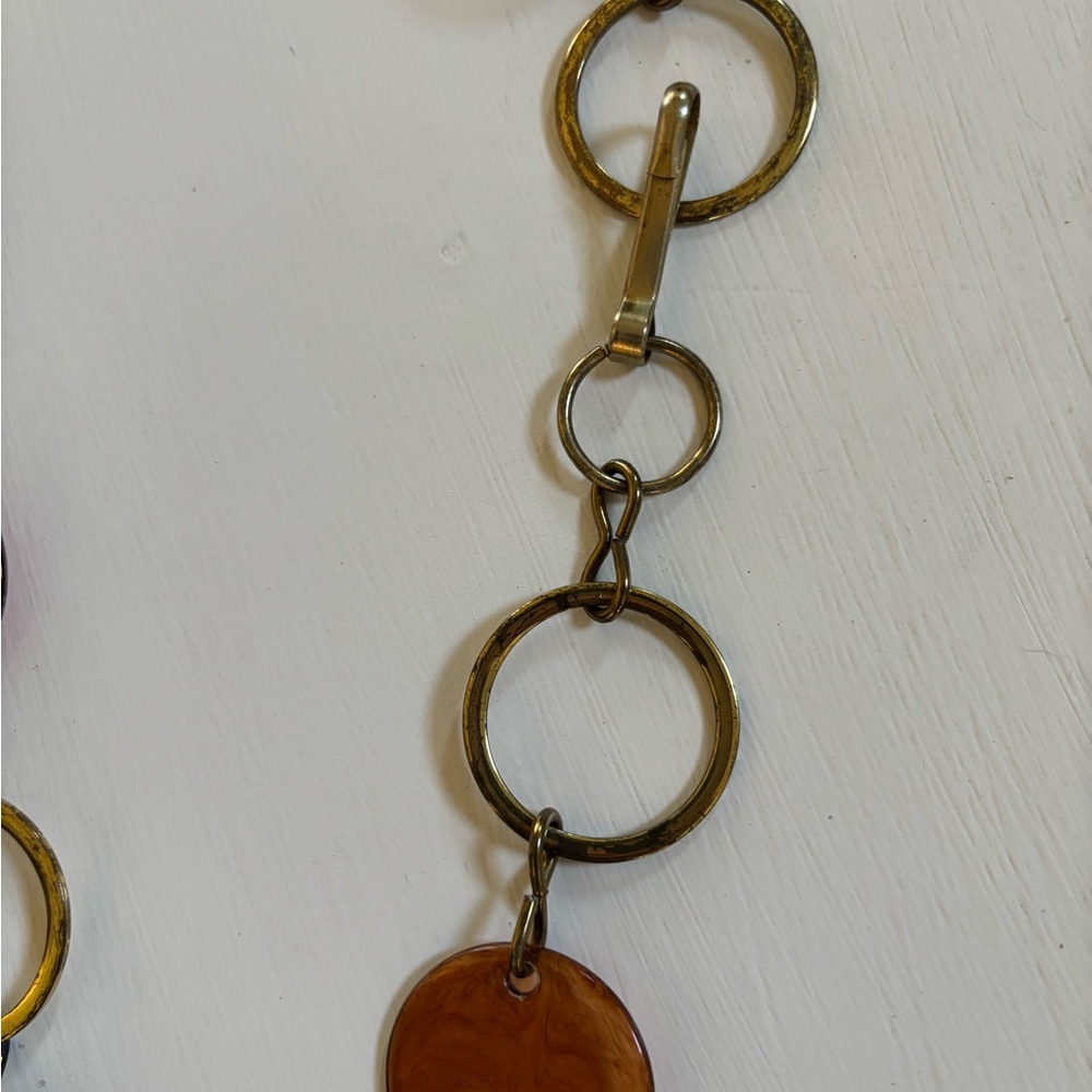 Vintage Adjustable Belt with Circular Lucite Medallions and Chain Links - Picture 4 of 6